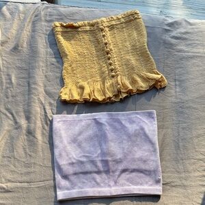 American Eagle Yellow Ruffled Tube Top and Aeropostale Lavender Bandeau